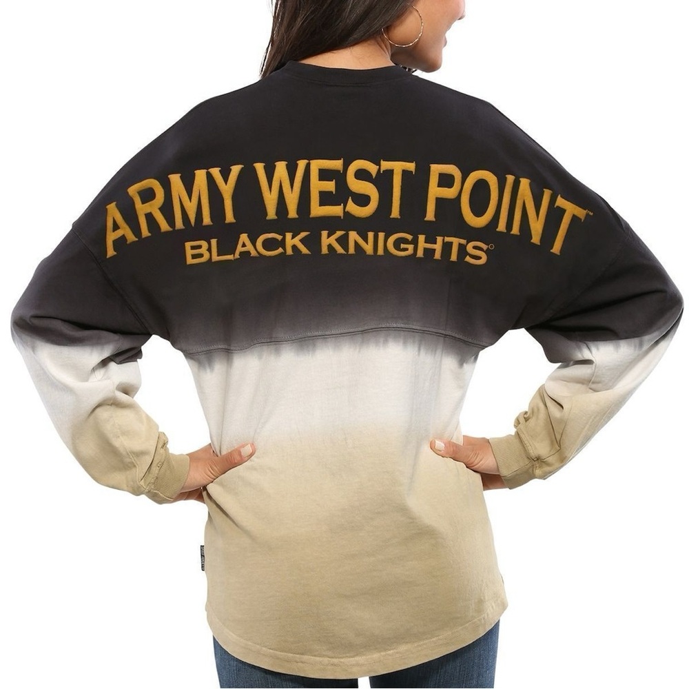 Women's Black Army Black Knights Ombre Long Sleeve Dip-Dyed Spirit Jersey Sz L